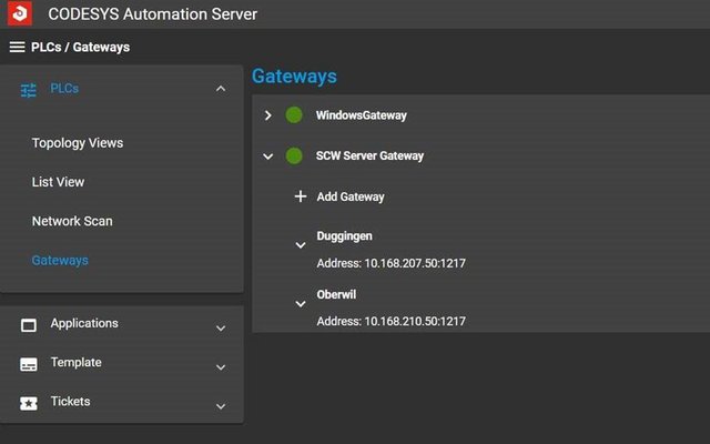 CODESYS Automation Server Gateways