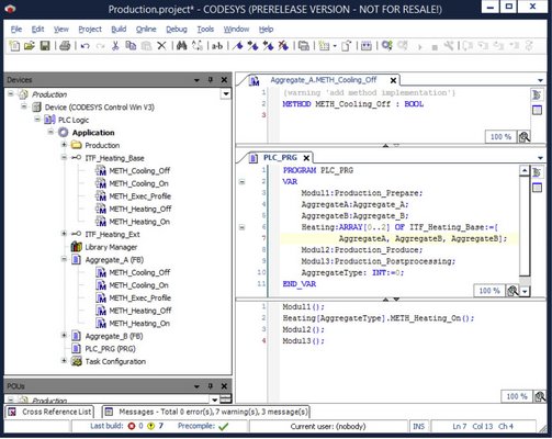 CODESYS interfaces in a PLC program Screenshot