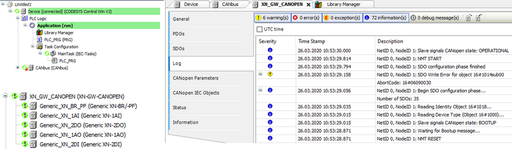 Screenshot CODESYS Industrial Ethernet diagnostic