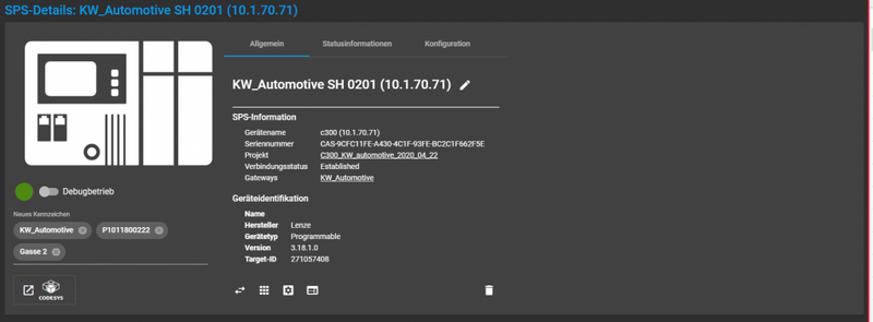 Screenshot CODESYS Automation Server Digitaler Zwilling