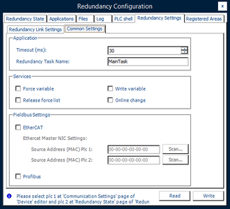 Screenshot CODESYS Redundancy Konfigurationsmöglichkeiten