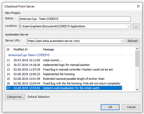 CODESYS Automation Server Screenshot Checkout